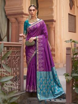 Sutriti - Women Silk Purple Handloom Saree