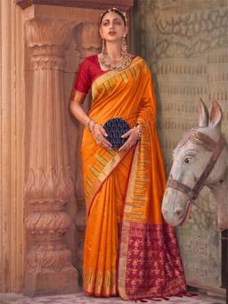 Sutriti - Women Silk Mustard Handloom Saree