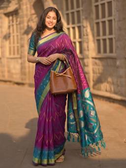 Sutriti - Women Silk Purple Handloom Saree