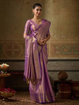 Sutriti - Women Silk Lavender Handloom Saree