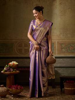 Sutriti - Women Silk Purple Handloom Saree