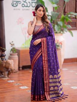 Sutriti - Women Silk Purple Handloom Saree