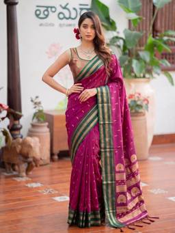 Sutriti - Women Silk Purple Handloom Saree