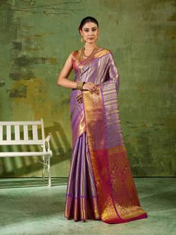 Sutriti - Women Silk Lavender Handloom Saree