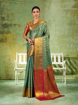 Sutriti - Women Silk Green Handloom Saree