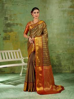 Sutriti - Women Silk Brown Handloom Saree