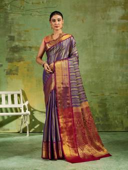 Sutriti - Women Silk Purple Handloom Saree