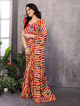 URBAN PALLU - Women Chiffon Multi-Color Printed Saree