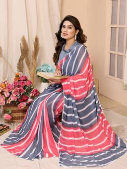 URBAN PALLU - Women Chiffon Multi-Color Printed Saree