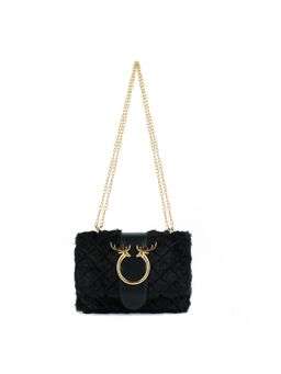 London Rag - Black Furry Mini Sling Bag