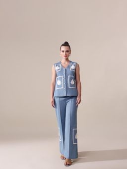 GAURI DESIGNER APPARELS - Blue Grace Denim Co-Ord (Set of 2)