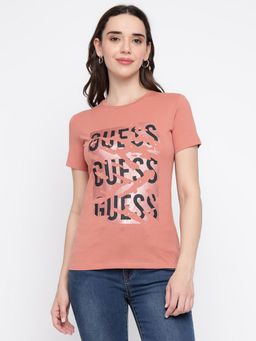 Guess - Women Rust Printed T-Shirt
