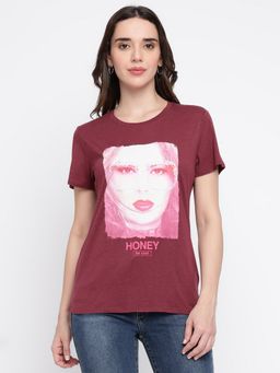 Guess - Women Wine Printed T-Shirt