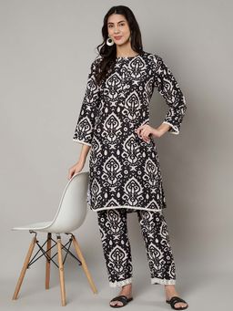 SWI STYLISH - Women'S Formal Black Printed Round Neck Co Ord Set (Set Of 2)