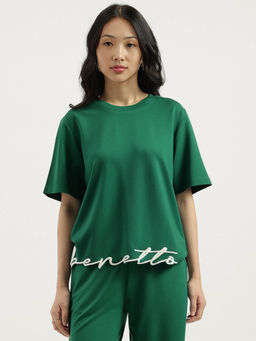 United Colors of Benetton - Women Green Embroidered T-Shirt