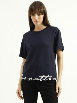 United Colors of Benetton - Women Blue Solid T-Shirt