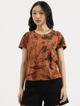 United Colors of Benetton - Women Brown Floral T-Shirt