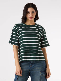 Pepe Jeans - Women Green Stripes T-Shirt