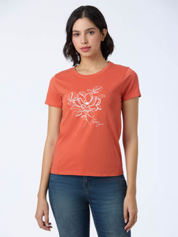 Pepe Jeans - Women Orange Graphic T-Shirt