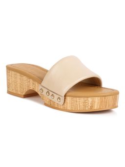 Rag & Co - Beige Stud Embellished Sandals