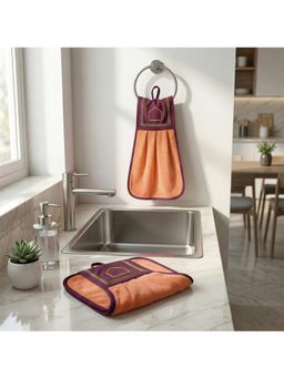 Athom Living - Wash Basin Kitchen Towel (Pack of 2) Orange