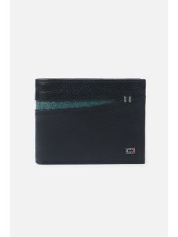 Peter England - Men Navy Blue Textured Genuine Leather Wallet