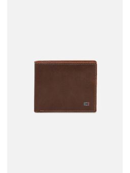 Peter England - Men Brown Textured Genuine Leather Wallet