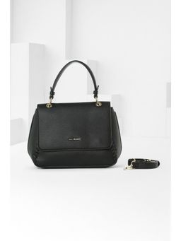 Van Heusen - Women Black Textured Casual Sling Bag With Detachable Strap