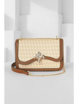 Van Heusen - Women Beige Graphic Print Casual Sling Bag