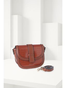 Van Heusen - Women Brown Textured Casual Sling Bag With Detachable Strap