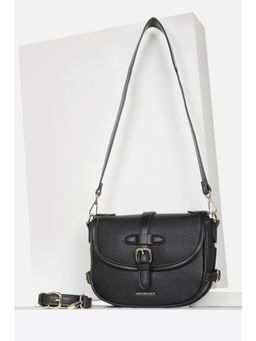 Van Heusen - Women Black Textured Casual Sling Bag with Detachable Strap