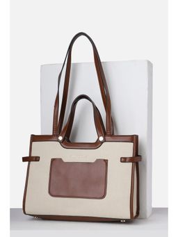 Van Heusen - Women Beige Colorblock Casual Handbag