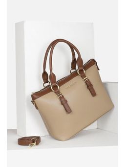 Van Heusen - Women Beige Solid Casual Handbag
