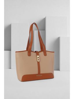 Van Heusen - Women Beige Solid Casual Handbag