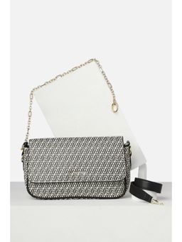 Van Heusen - Women Black Graphic Print Casual Sling Bag With Detachable Strap