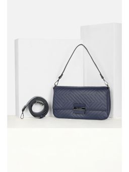 Van Heusen - Women Navy Blue Textured Casual Handbag