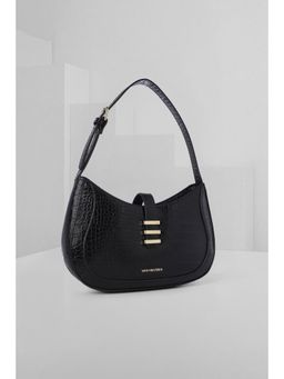 Van Heusen - Women Black Textured Casual Handbag