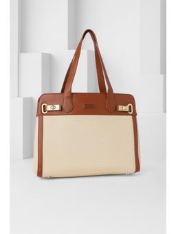 Van Heusen - Women Beige Colorblock Casual Handbag