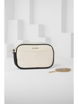 Van Heusen - Women White Textured Casual Sling Bag With Detachable Strap