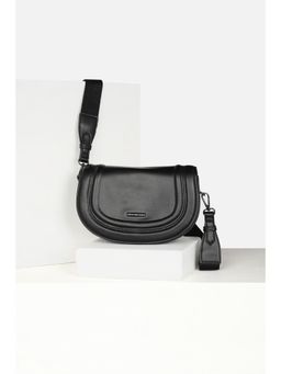 Van Heusen - Women Black Solid Casual Sling Bag with Detachable Strap