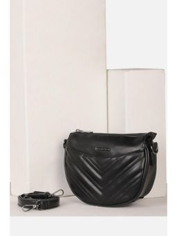 Van Heusen - Women Black Textured Casual Sling Bag with Detachable Strap