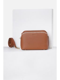 Van Heusen - Women Brown Embroidered Casual Sling Bag with Detachable Strap