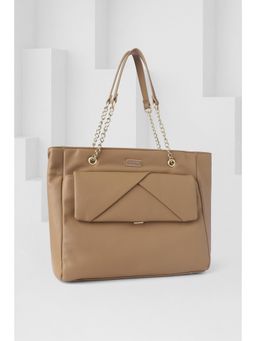Van Heusen - Women Beige Solid Casual Handbag