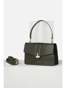 Van Heusen - Women Green Textured Casual Sling Bag with Detachable Strap