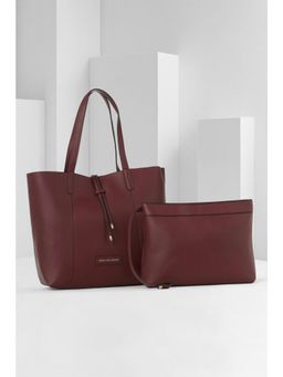 Van Heusen - Women Maroon Solid Casual Handbag
