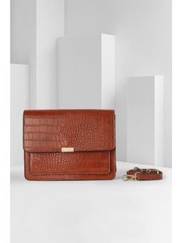 Van Heusen - Women Brown Textured Casual Sling Bag With Detachable Strap