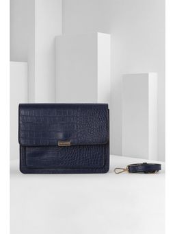 Van Heusen - Women Navy Blue Textured Casual Sling Bag With Detachable Strap