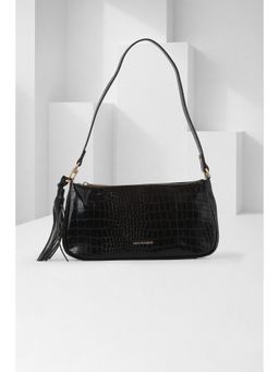 Van Heusen - Women Black Textured Casual Handbag