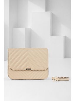 Van Heusen - Women Beige Solid Casual Sling Bag With Detachable Strap