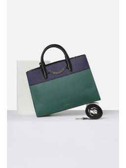 Allen Solly - Women Green Colorblock Formal Handbag